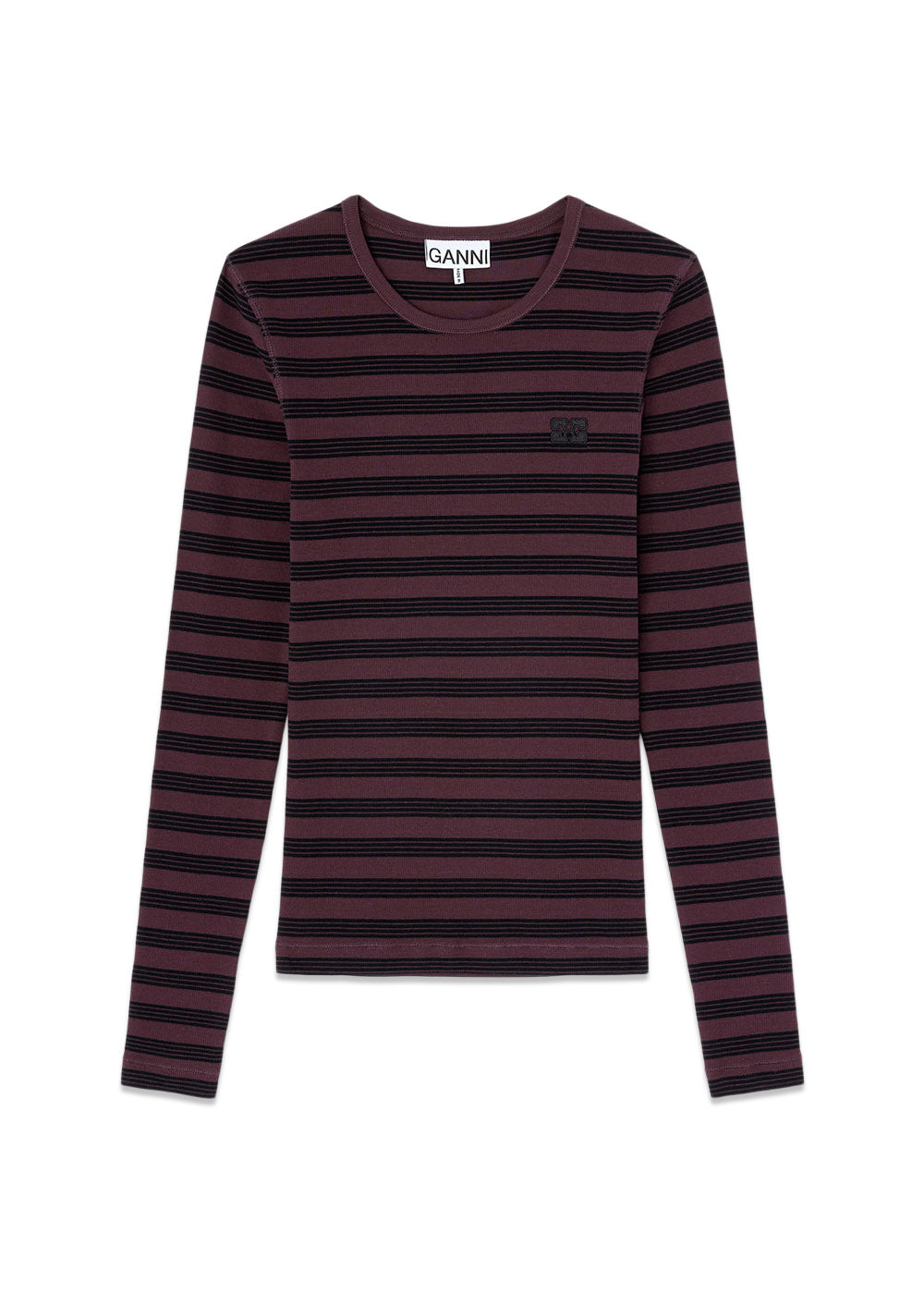Soft Cotton Stripe Rib Longsleeve - Chocolate Plum