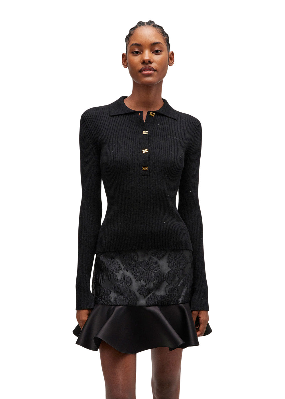 Fine Sequin Polo - Black