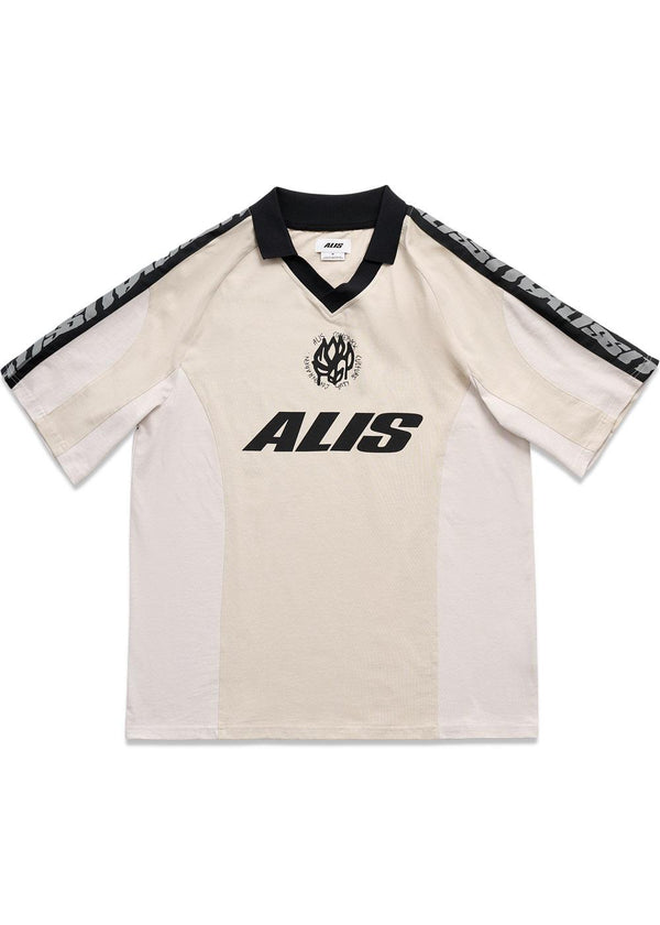 ALAIN POLO W/ GRAPHIC & LOGOBAND - Sand / Antartica Off White-T-shirts-ALIS-Butler Loftet