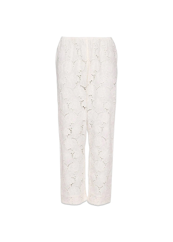 ASTA LEFTOVER BRODERIE ANGLAISE PANTS - White Swan