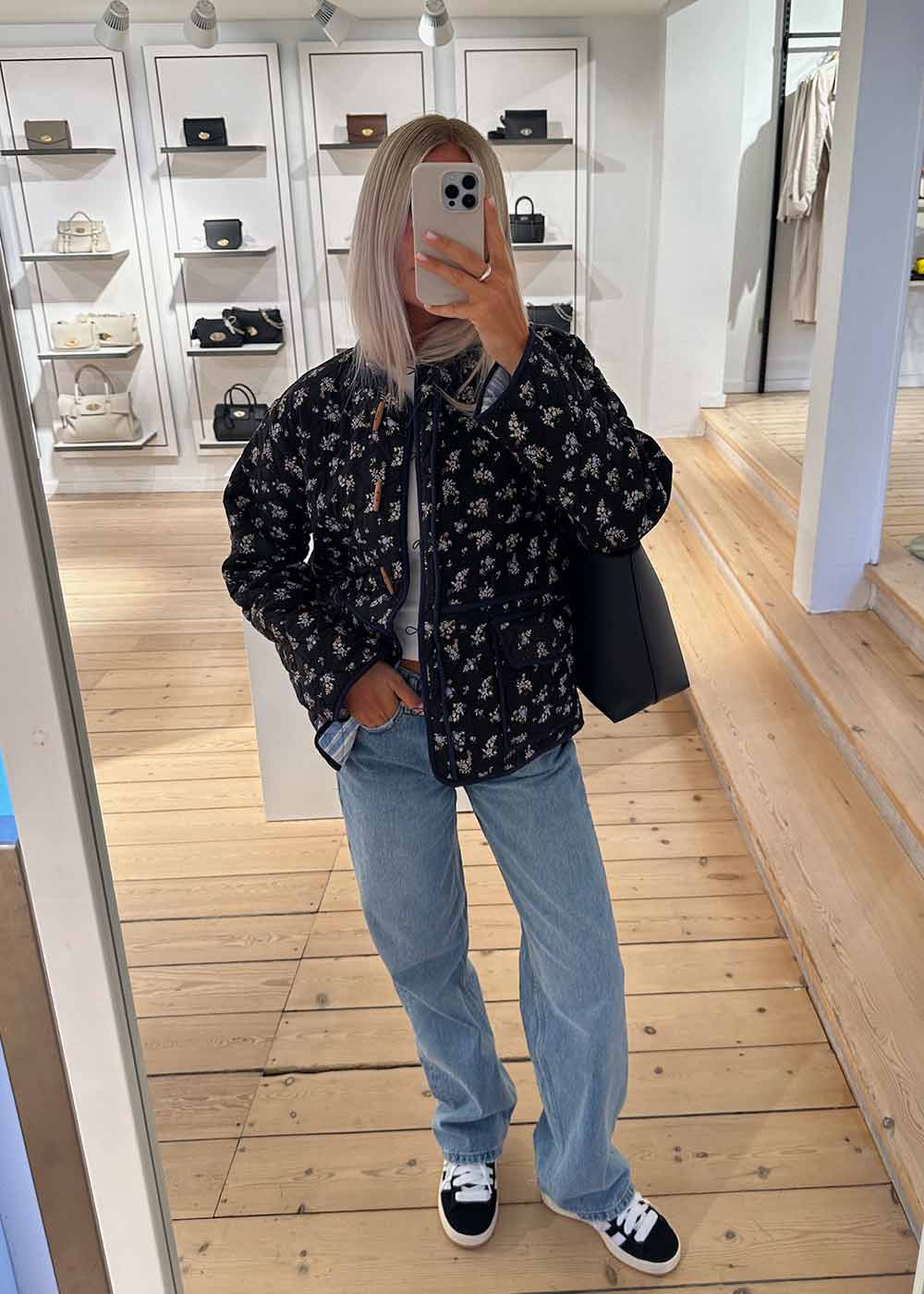 Adriane Quilted Cotton Jacket - Floral Black-Outerwear-Sissel Edelbo-Butler Loftet