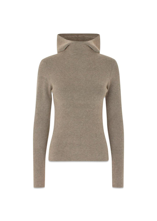 Alanis Hood Knit - Light Mocha-Knitwear-Oval Square-Butler Loftet