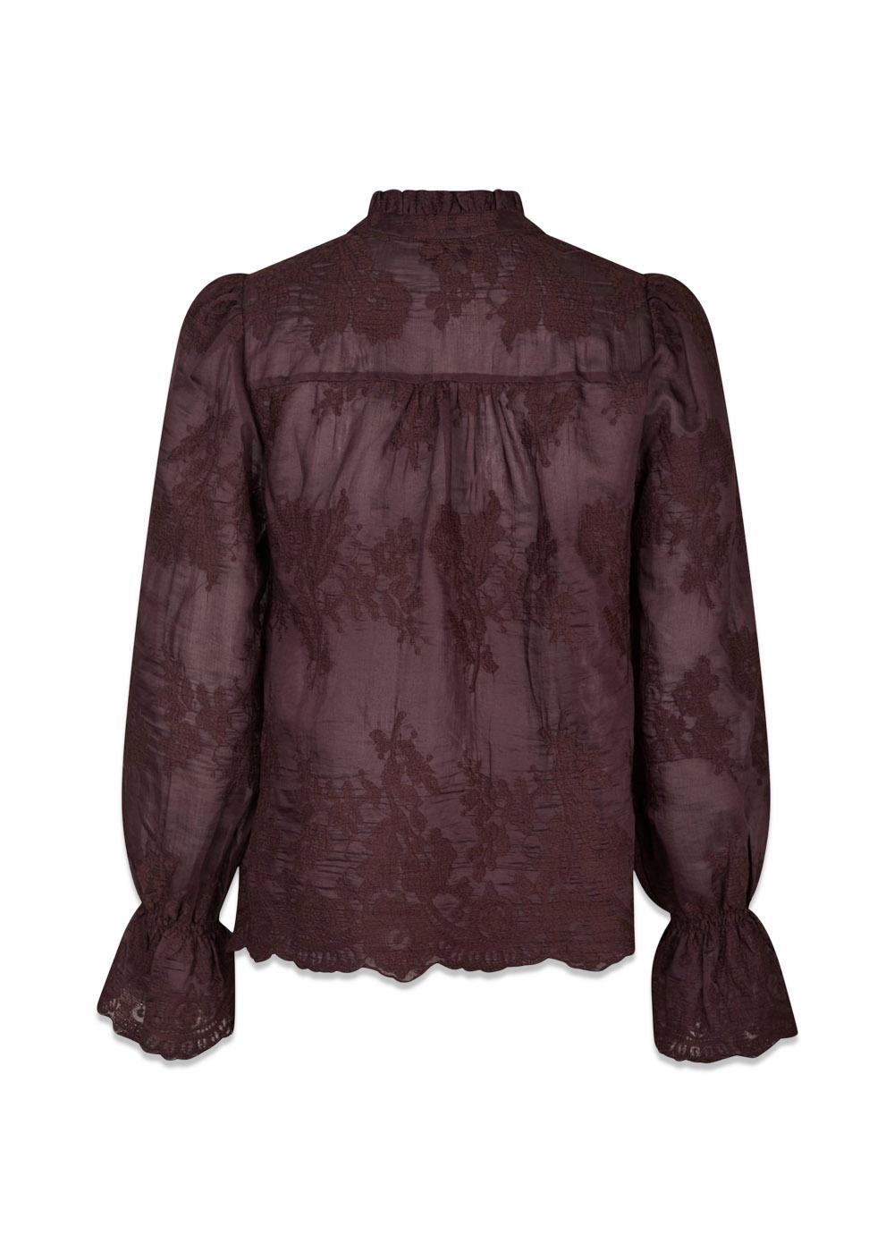 Amara Big Embroidery Blouse - Burgundy-Blouses-Neo Noir-Butler Loftet