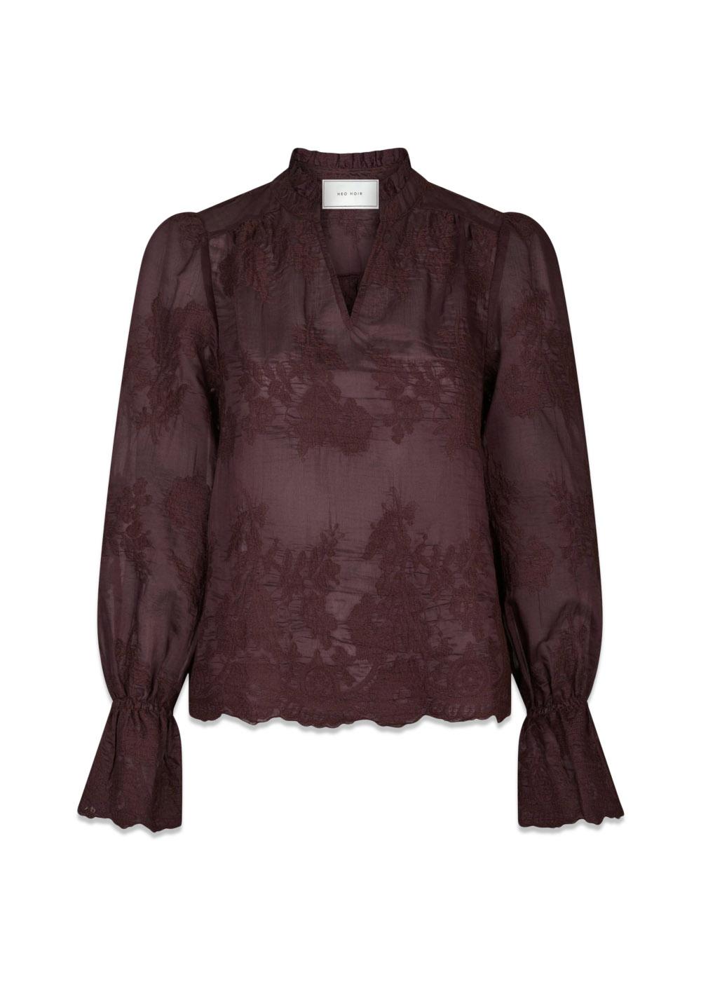 Amara Big Embroidery Blouse - Burgundy-Blouses-Neo Noir-Butler Loftet