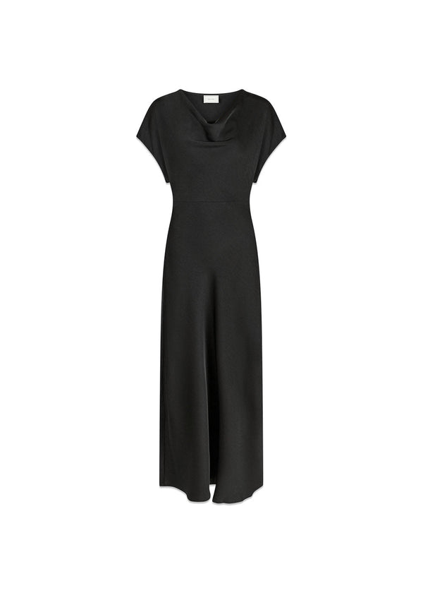 Andrea Heavy Sateen Dress - Black