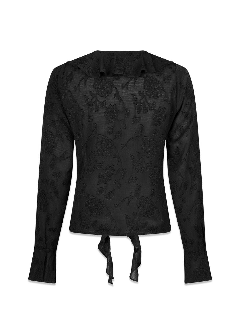 Anika Burnout Blouse - Black