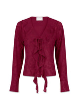 Anika Burnout Blouse - Burgundy