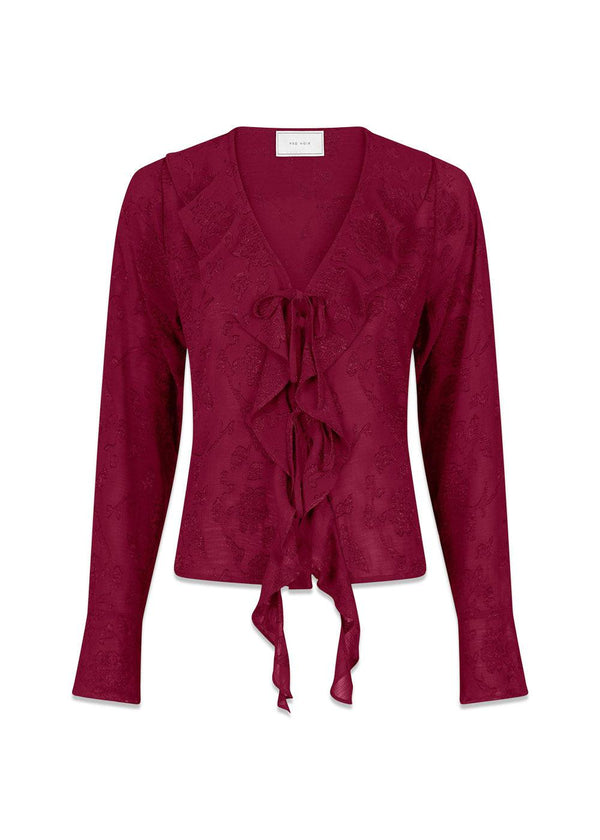 Anika Burnout Blouse - Burgundy