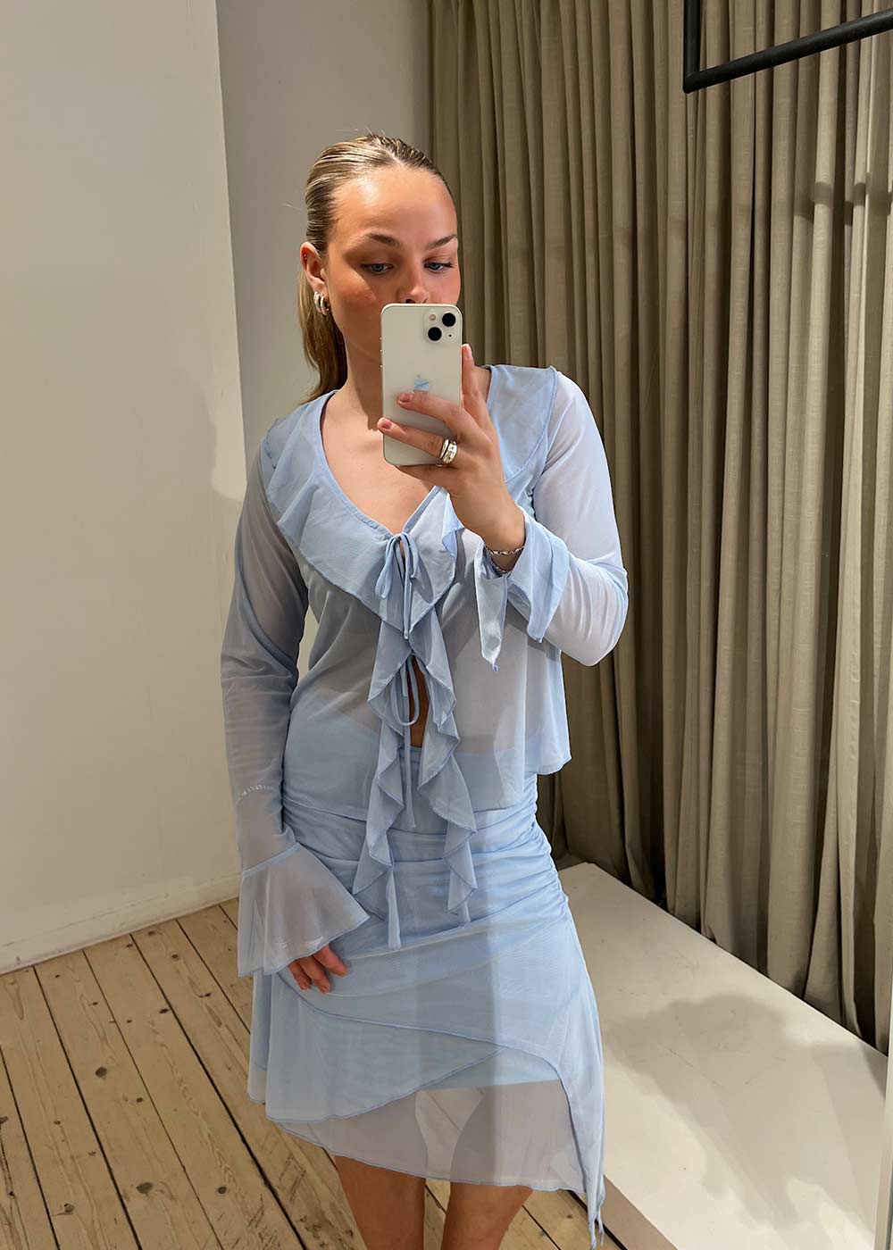 Anika Mesh Blouse - Light Blue-Blouses-Neo Noir-Butler Loftet