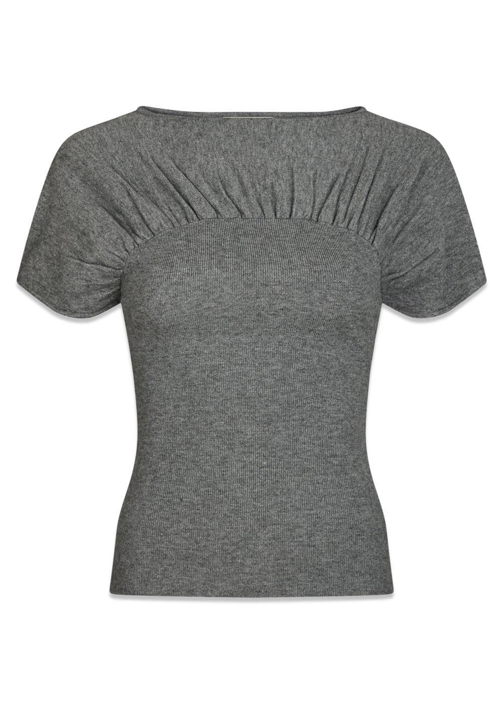 Anthea Knit Top - Dark Grey Melange-Top-Neo Noir-Butler Loftet