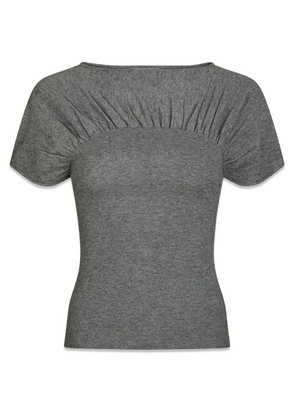 Anthea Knit Top - Dark Grey Melange-Top-Neo Noir-Butler Loftet