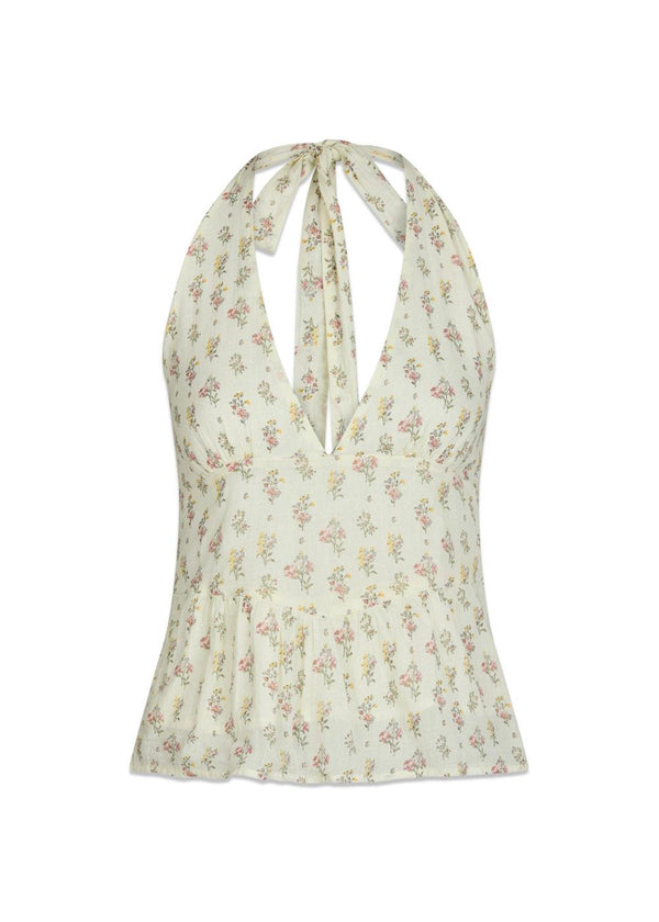 Ariet Fine Print Top - Creme-Top-Neo Noir-Butler Loftet