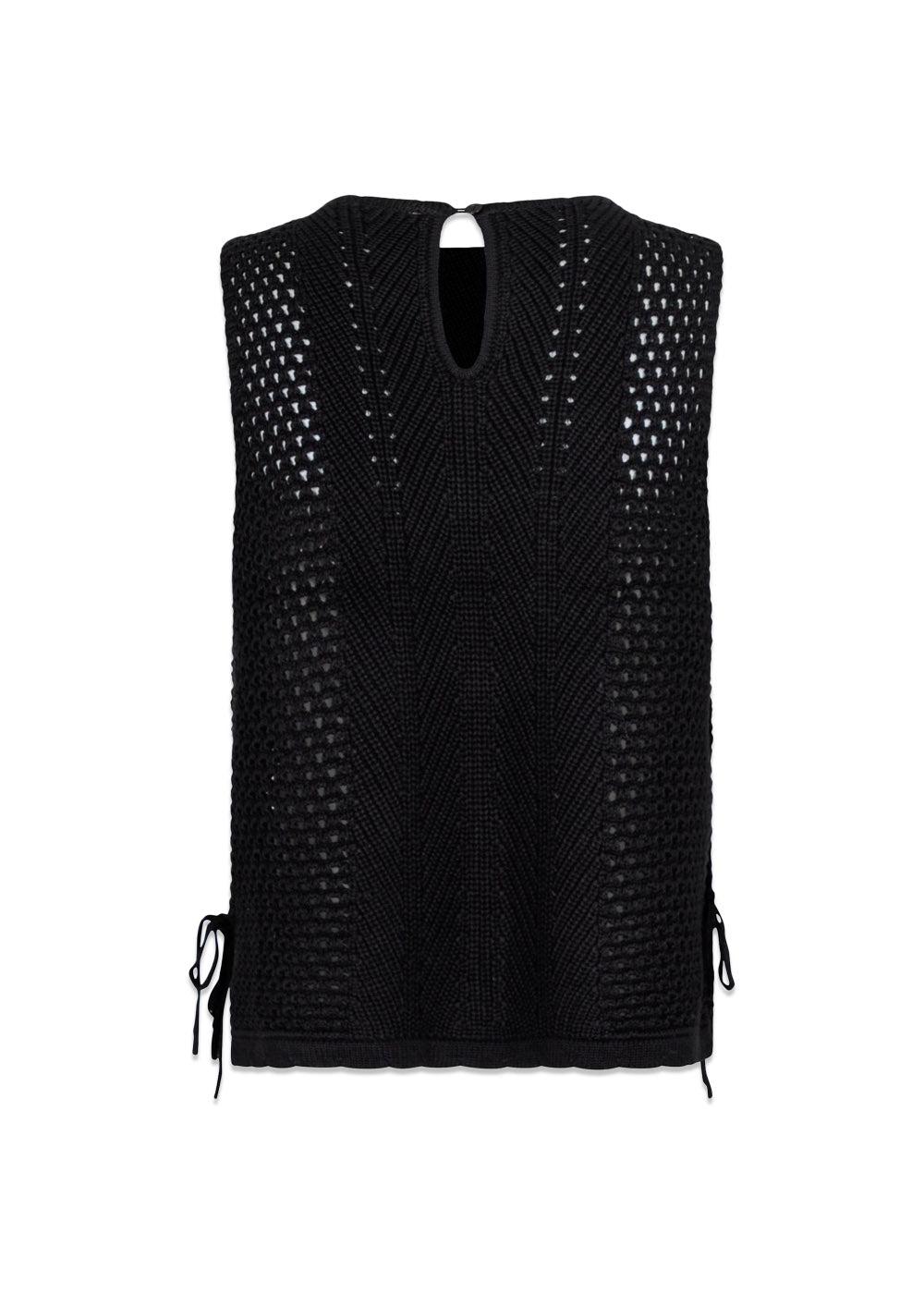 Aza Crochet Knit Top - Black