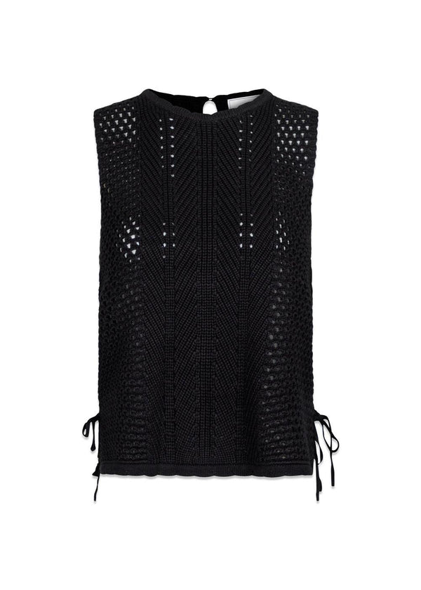 Neo Noirs Aza Crochet Knit Top - Black. Køb toppe her.