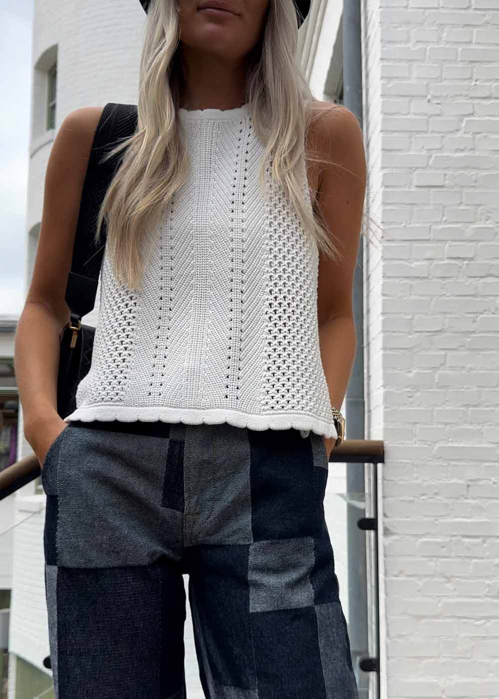 Aza Crochet Knit Top - Off White-Knitwear-Neo Noir-Butler Loftet