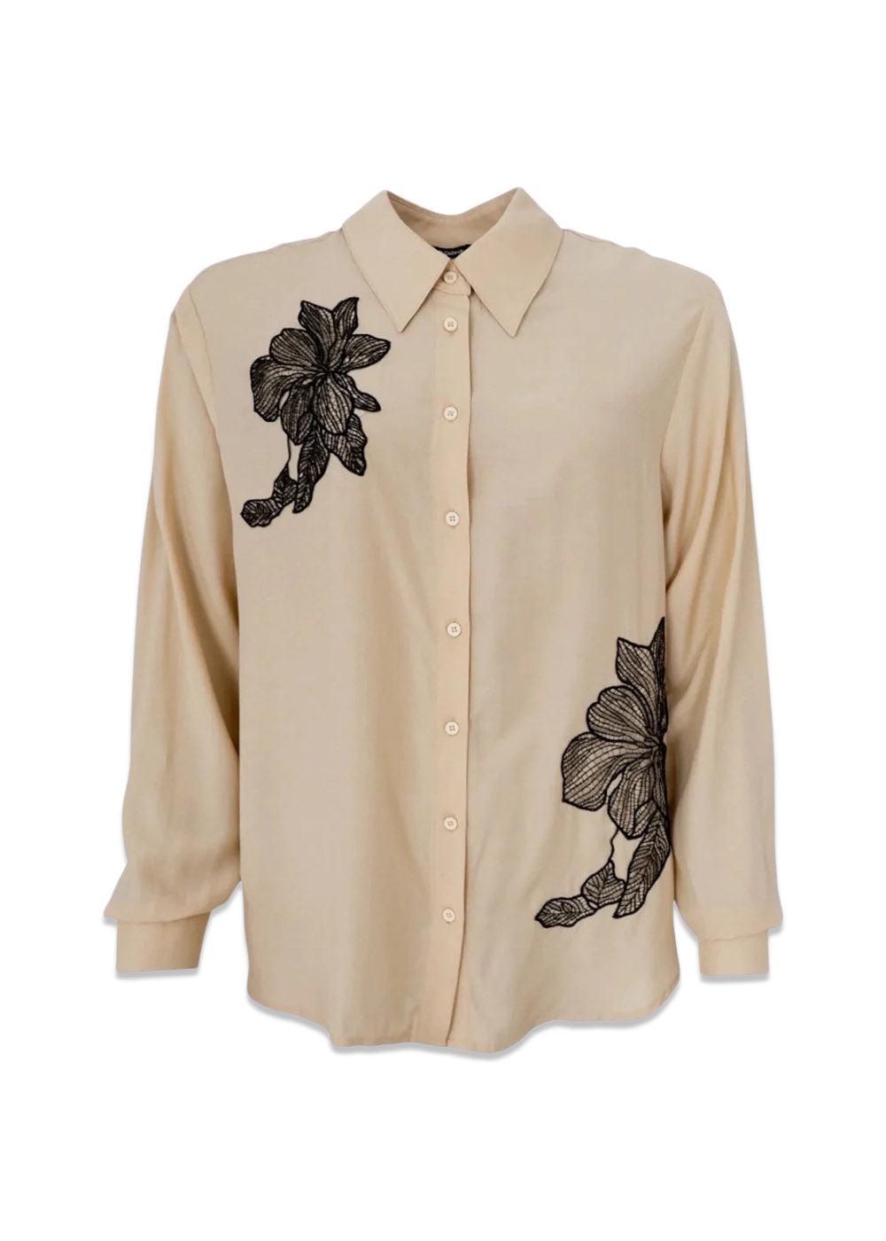 BCALIA shirt w/lace patch - Vanilla