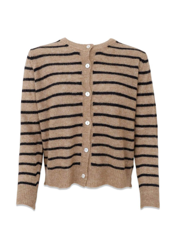 BCDELL striped knit cardigan - Taupe-Knitwear-Black Colour-Butler Loftet