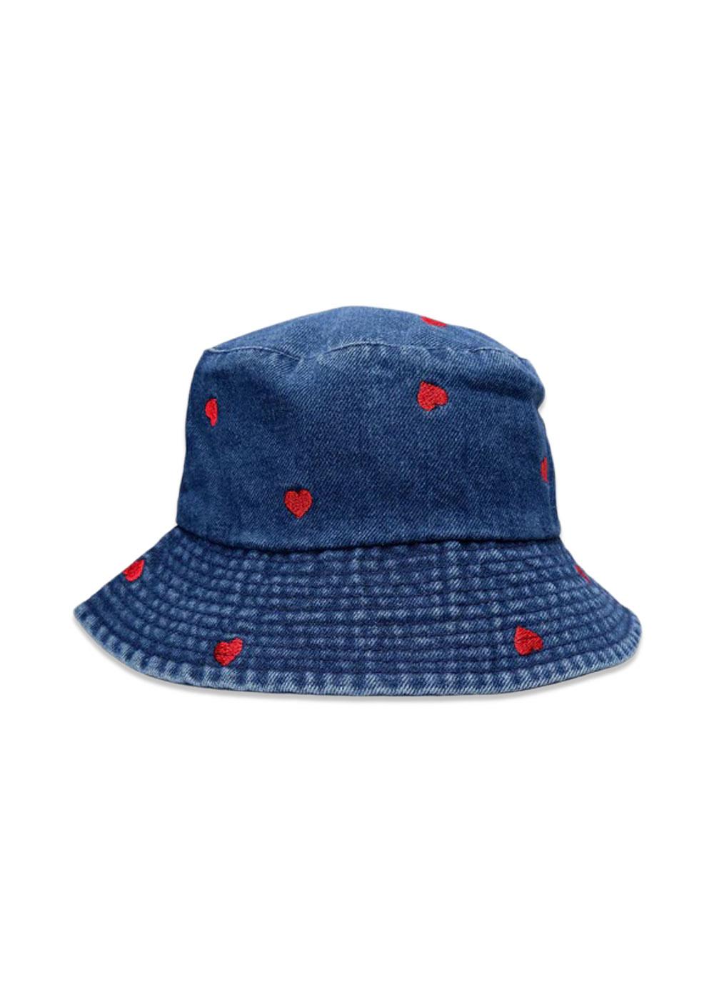 BCMALOU denim bucket hat - Dk. Blue Denim/Heart-Headwear-Black Colour-Butler Loftet