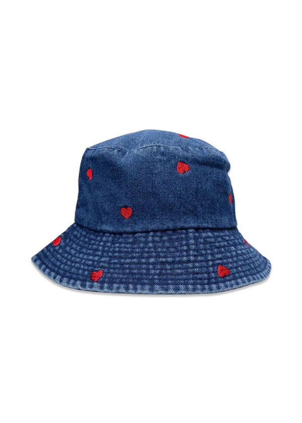 BCMALOU denim bucket hat - Dk. Blue Denim/Heart-Headwear-Black Colour-Butler Loftet