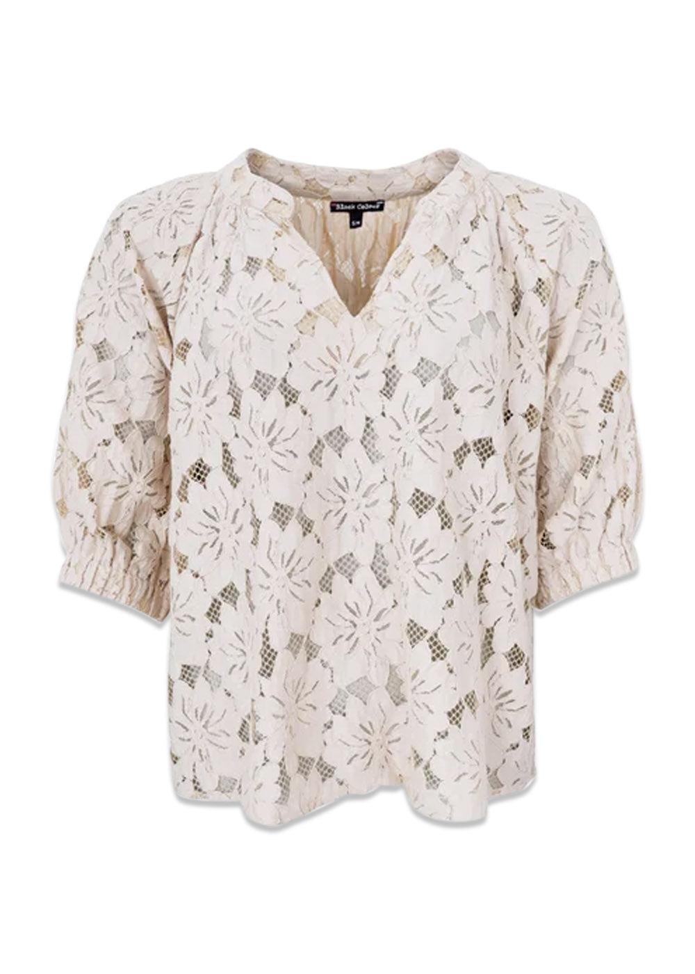 BCNELLY flower S/S puff blouse - Champagne