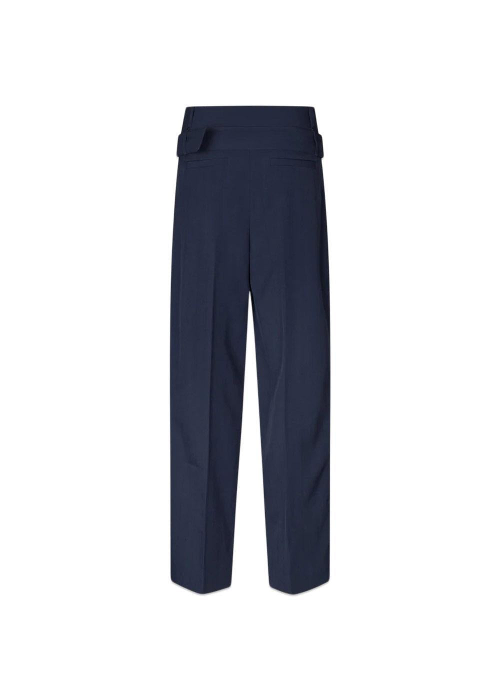 BELTED TAILORED PANTS - Dark Blue-Pants-Stine Goya-Butler Loftet