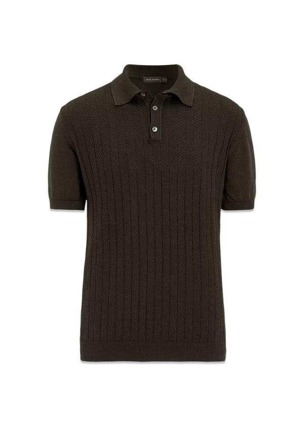 Barto Stripe Poloshirt - Brown Elk-Knitwear-Oscar Jacobson-Butler Loftet