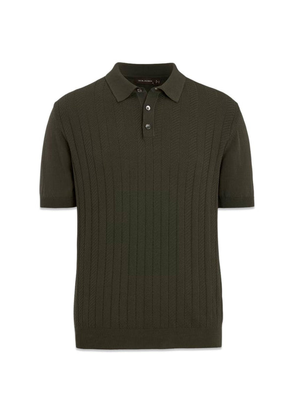 Barto Stripe Poloshirt - Nettle Green-Knitwear-Oscar Jacobson-Butler Loftet