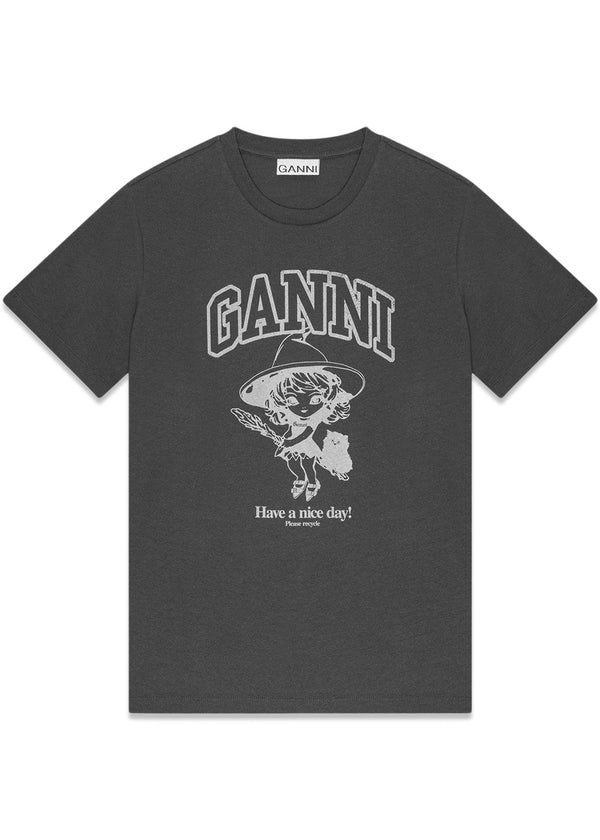 Basic Cotton Witch Relaxed T-shirt - Phantom-T-shirts-Ganni-Butler Loftet