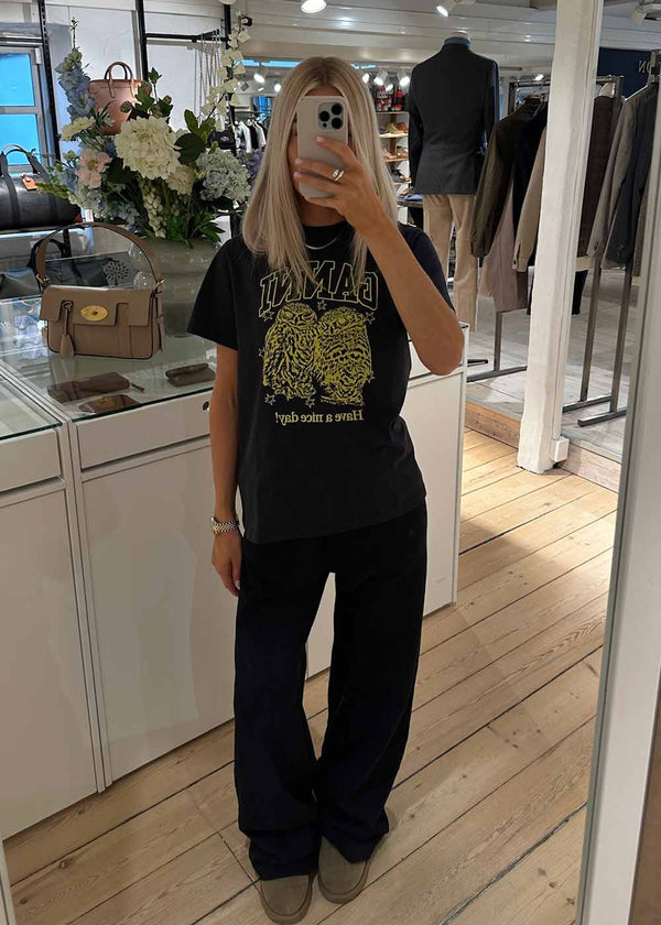 Basic Jersey Owls Relaxed T-shirt - Phantom-T-shirts-Ganni-Butler Loftet