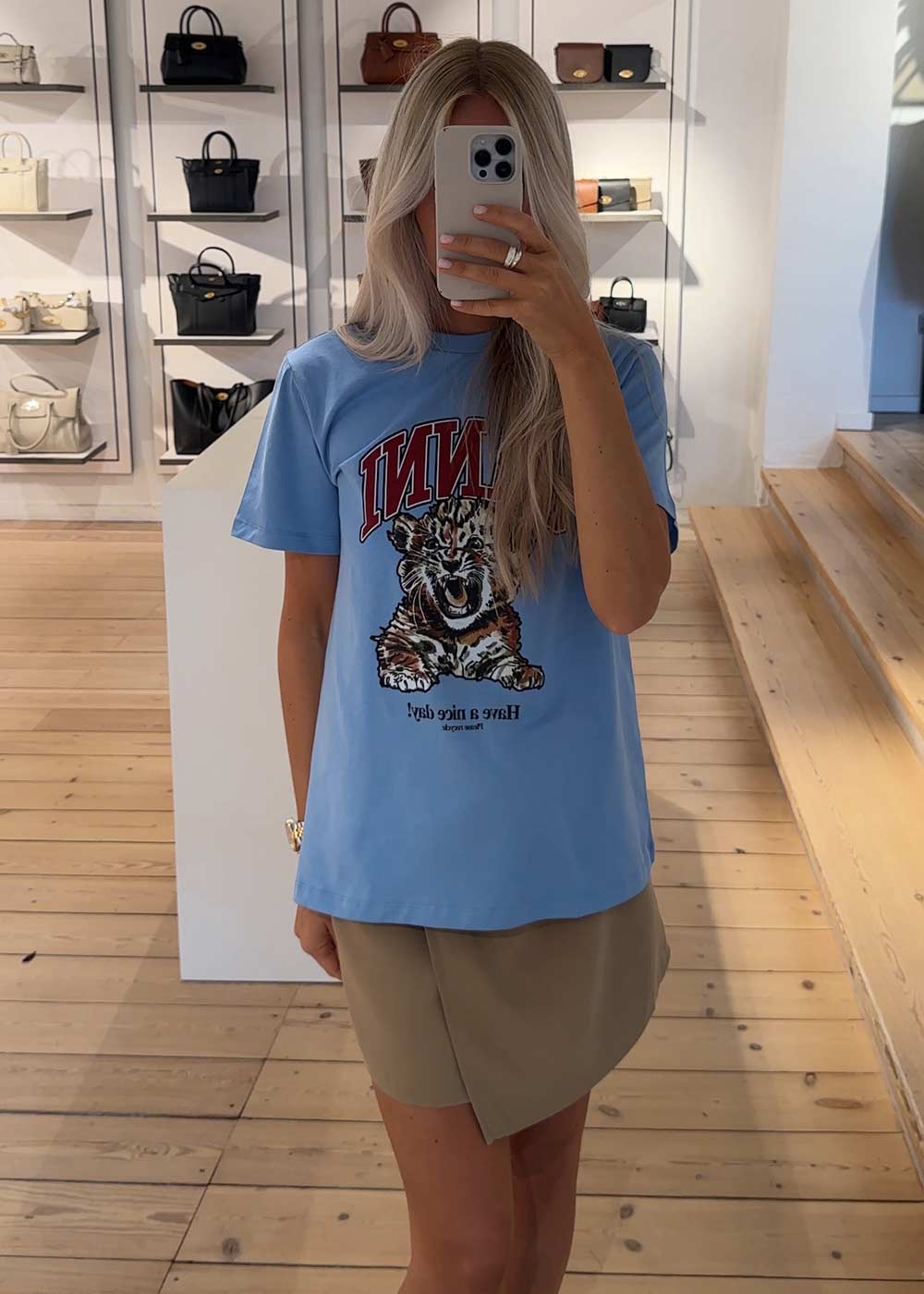 Basic Jersey Tiger Relaxed T-shirt - Blissful Blue-T-shirts-Ganni-Butler Loftet