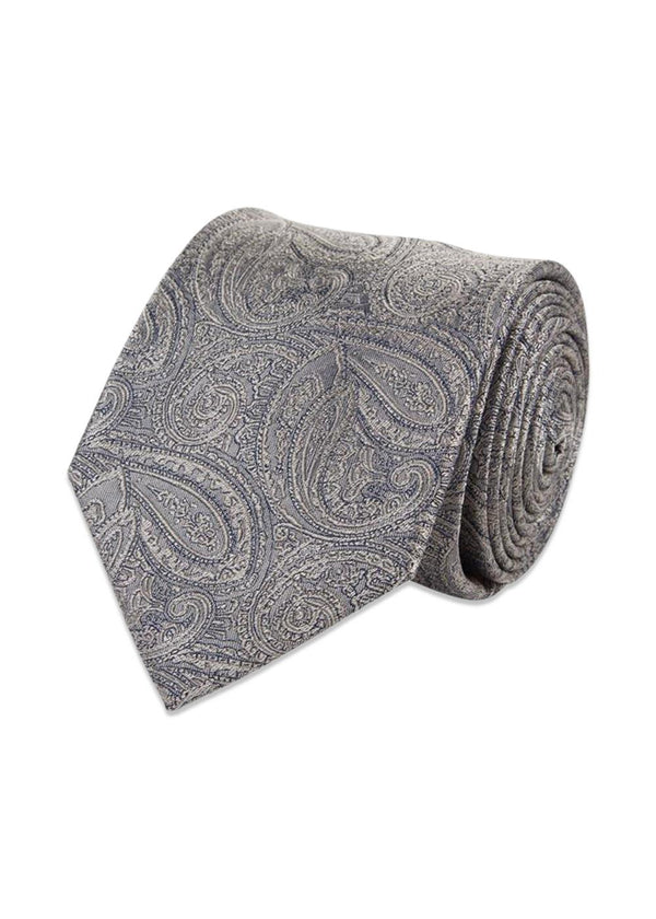 Beige Paisley Silk Tie - Beige-Accessories-Portia-Butler Loftet