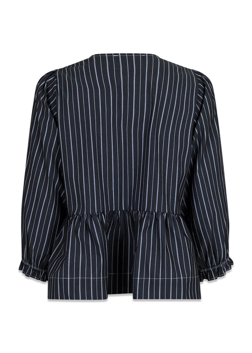 Bella Double Stripe Blouse - Dark Grey