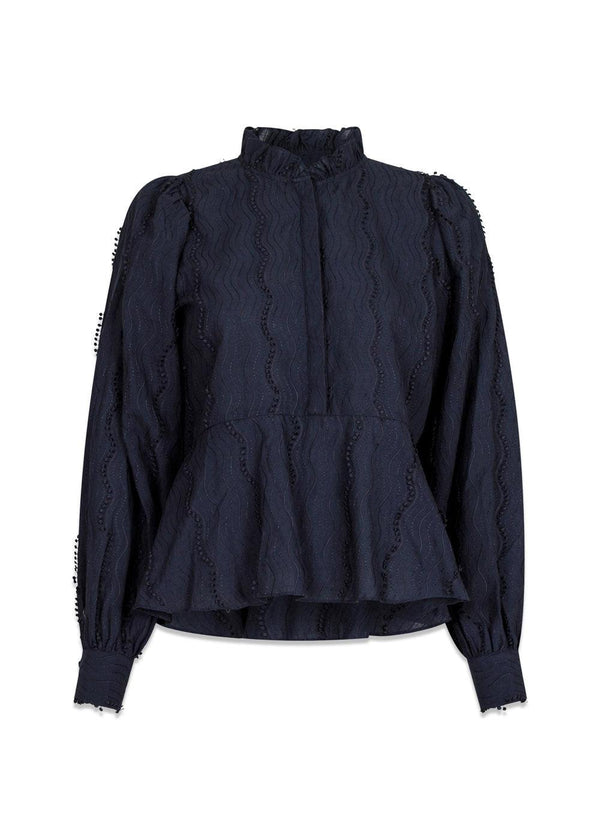 Benito Wave Blouse - Navy