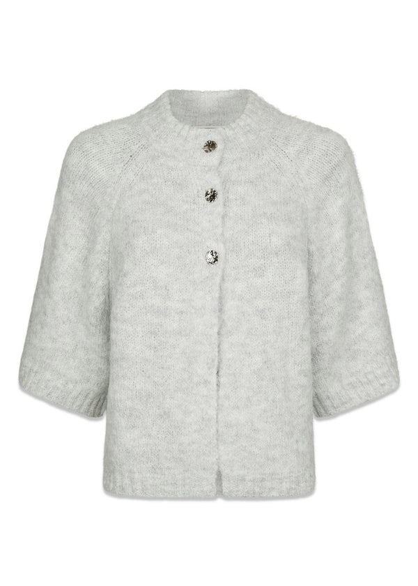 Benuta Fluffy Knit Cardigan - Light Grey Melange-Knitwear-Neo Noir-Butler Loftet
