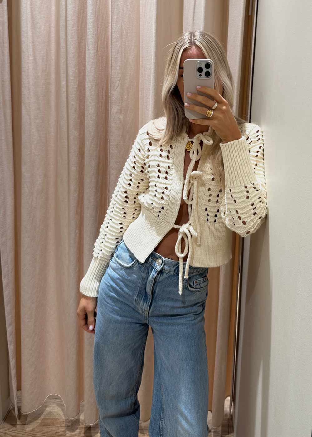 Bethie Knit Cardigan - Creme-Knitwear-Neo Noir-Butler Loftet