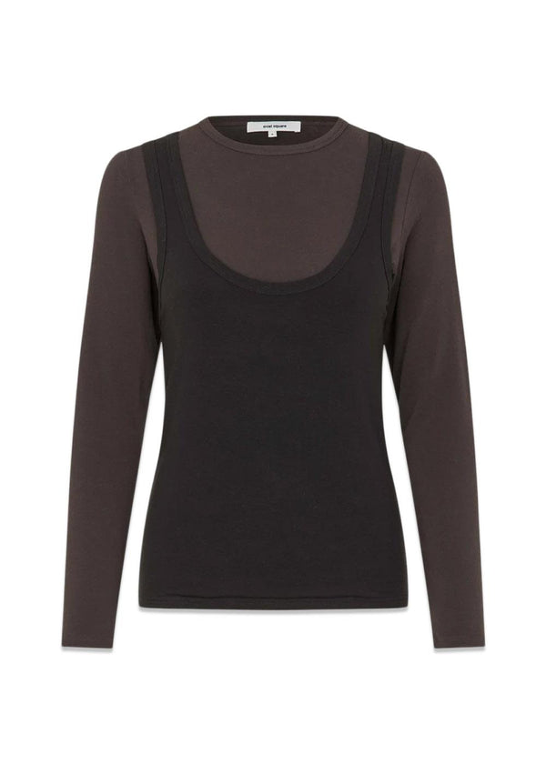 Bibi Top Blouse - W/Brown-Blouses-Oval Square-Butler Loftet