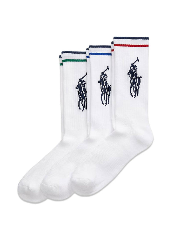 Big Pony Athletic Crew Sock 3-Pack - White-Socks/stockings-Ralph Lauren-Butler Loftet
