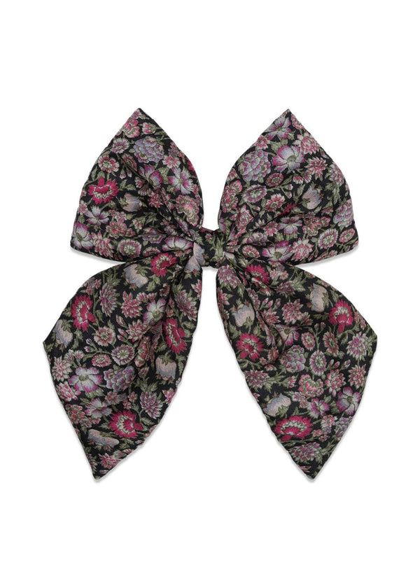 Big SILK Bow Hair Clip - Floral Maze