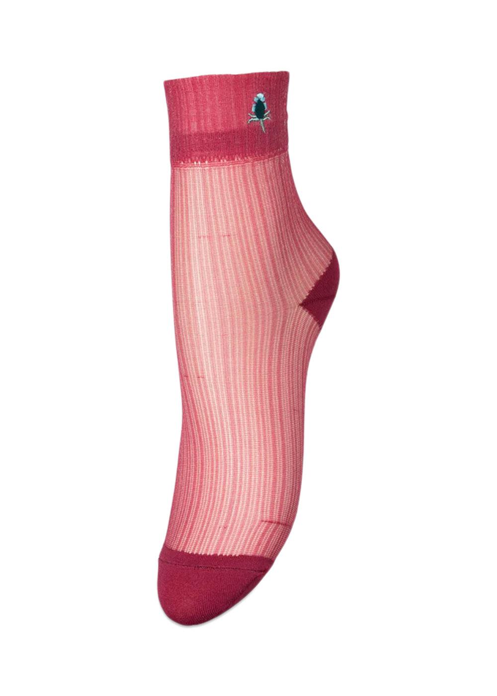 Bloomy Sheer Sock - Deep Claret Red-Socks/stockings-BeckSöndergaard-Butler Loftet