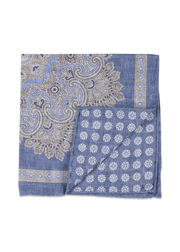 Blue Silk Pocket Square - Blue-Accessories-Portia-Butler Loftet