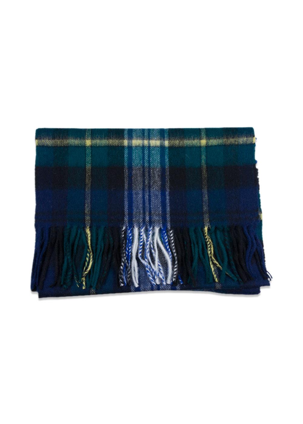 Blue Tartan Wool Scarf - Blue Check-Scarf-Portia-Butler Loftet