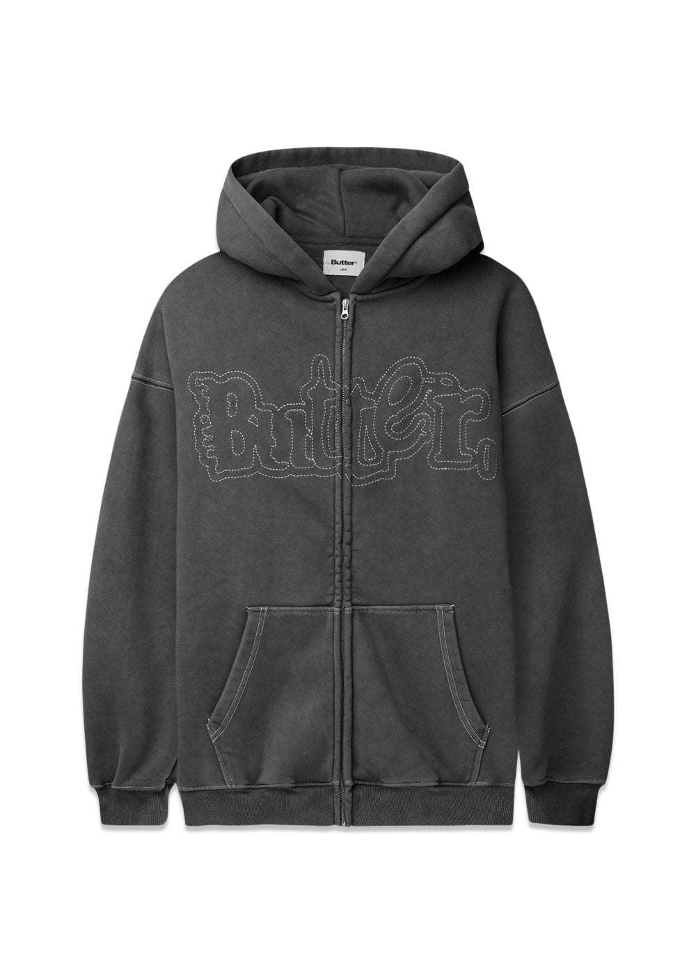 Breakdown zip thru hood - Washed Black