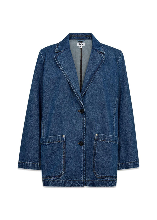 Brooke Boxy Blazer Wash Jaca - Denim Blue