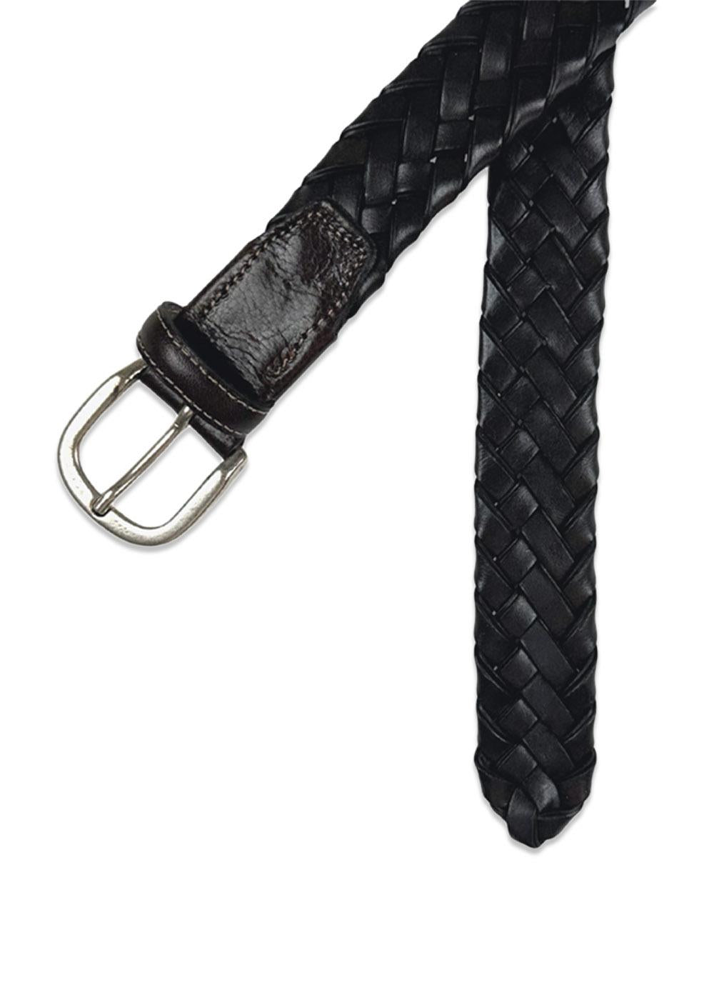Brown Braided Leather Belt - Brown-Belts-Portia-Butler Loftet