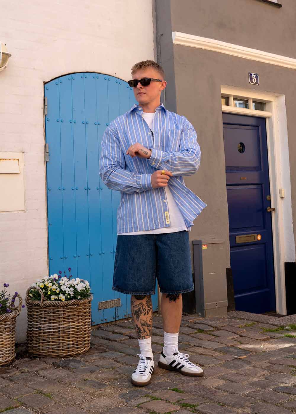 Buzo Striped Shirt - Light Blue-Shirts-Woodbird-Butler Loftet