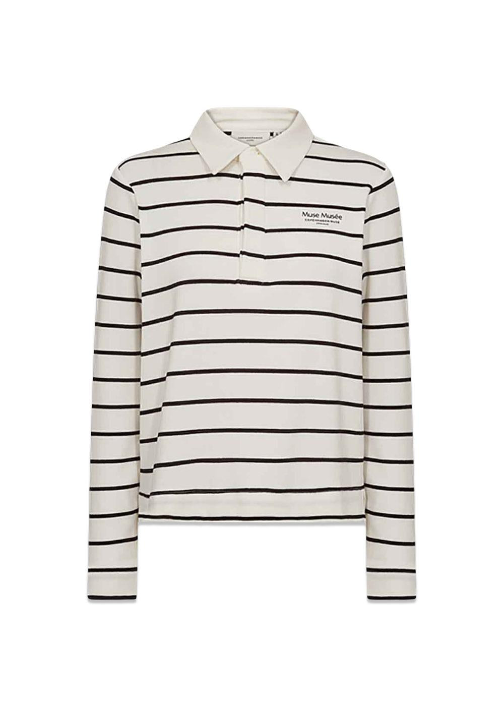 CMMUSE POLO - Jet Stream W. Black-Blouses-Copenhagen Muse-Butler Loftet