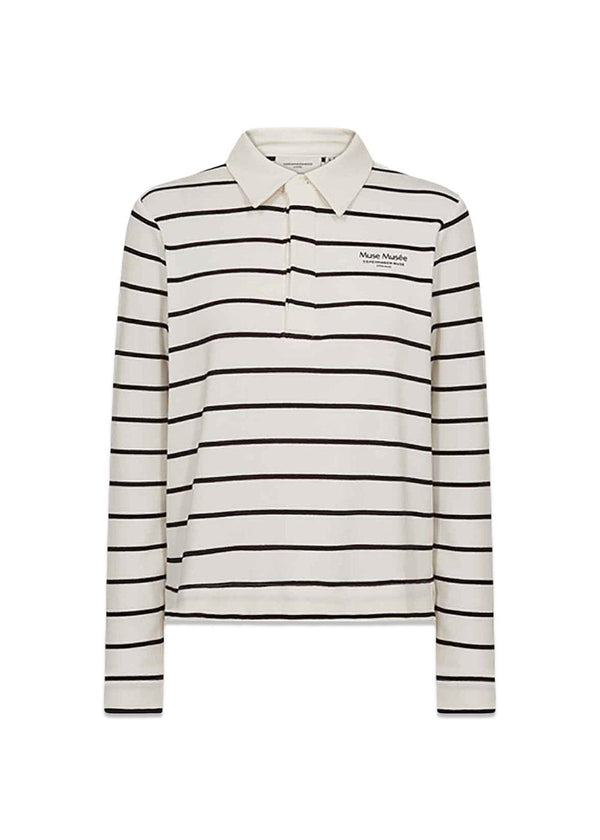 CMMUSE POLO - Jet Stream W. Black-Blouses-Copenhagen Muse-Butler Loftet