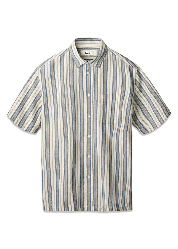 COSMOS LINEN SHIRT - Blue Stripe-Shirts-Forét-Butler Loftet
