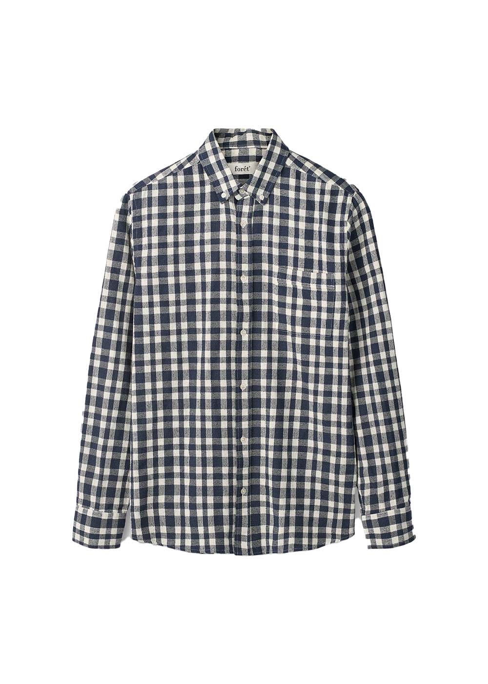 CREEK BOUCLÉ CHECK SHIRT - Navy/Cloud-Shirts-Forét-Butler Loftet