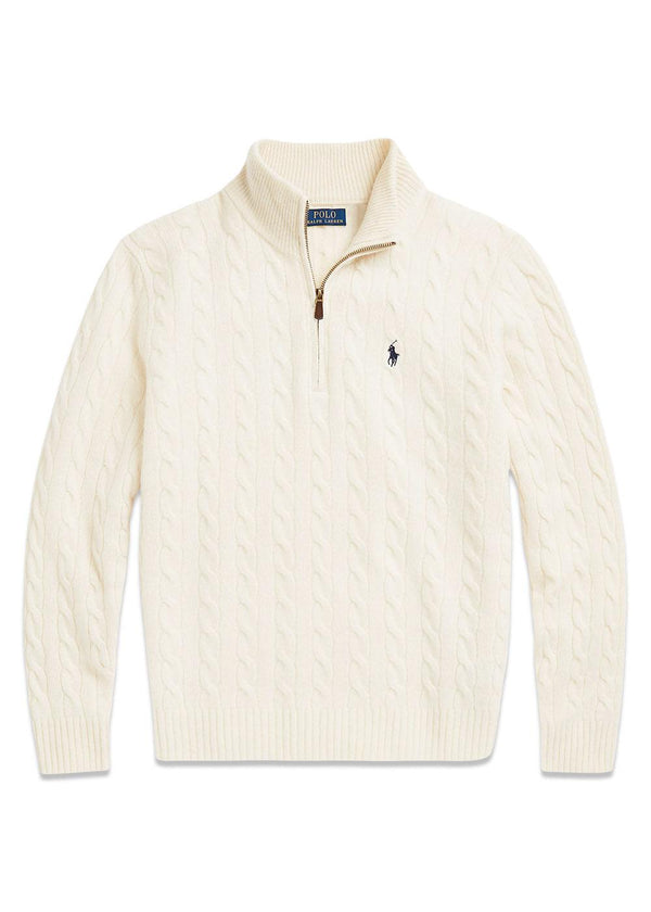 Cable Half Zip Long Sleeve - Cream